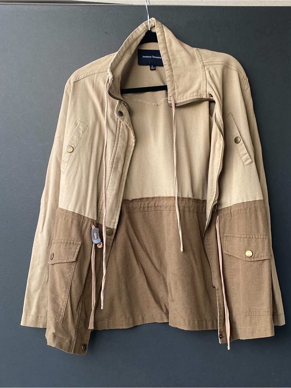 Jealous Tomato Two-Tone Field Jacket in Tan and Brown